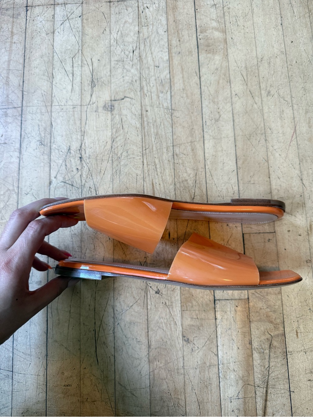GIANVITO ROSSI Italian Slide Sandals Orange PVC 37.5 - Picture 3 of 8
